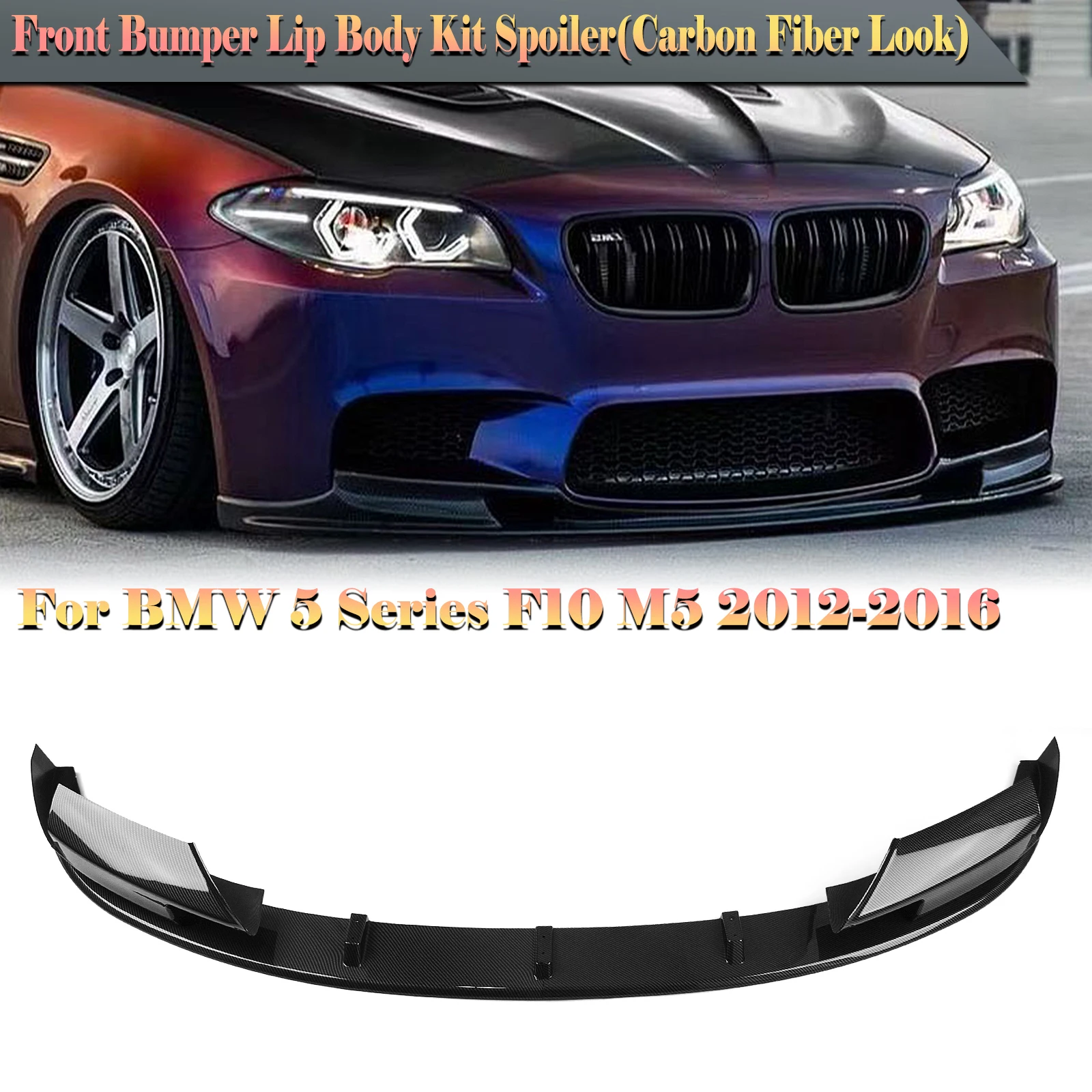 

For BMW 5 Series F10 M5 Only 2012-2016 Front Bumper Spoiler Lip Blade + Fog Light Intake Frame Lower Side Splitter Corner Cover