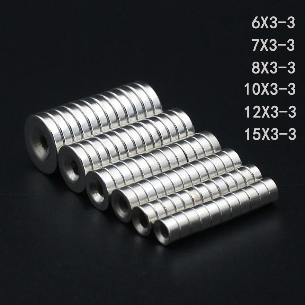 

Round Magnet 6/7/8/10/12/15mm x 3mm Hole3mm Neodymium Magnet N35 Permanent NdFeB Super Strong Powerful Magnets With hole