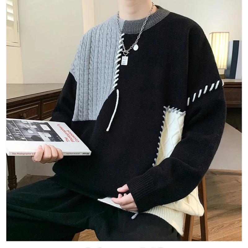 

Мужской свитшот, пуловеры, мужская одежда, модный свитер для мужчин, вязаный осенний повседневный Hombre, теплая однотонная весенняя мужская уличная одежда