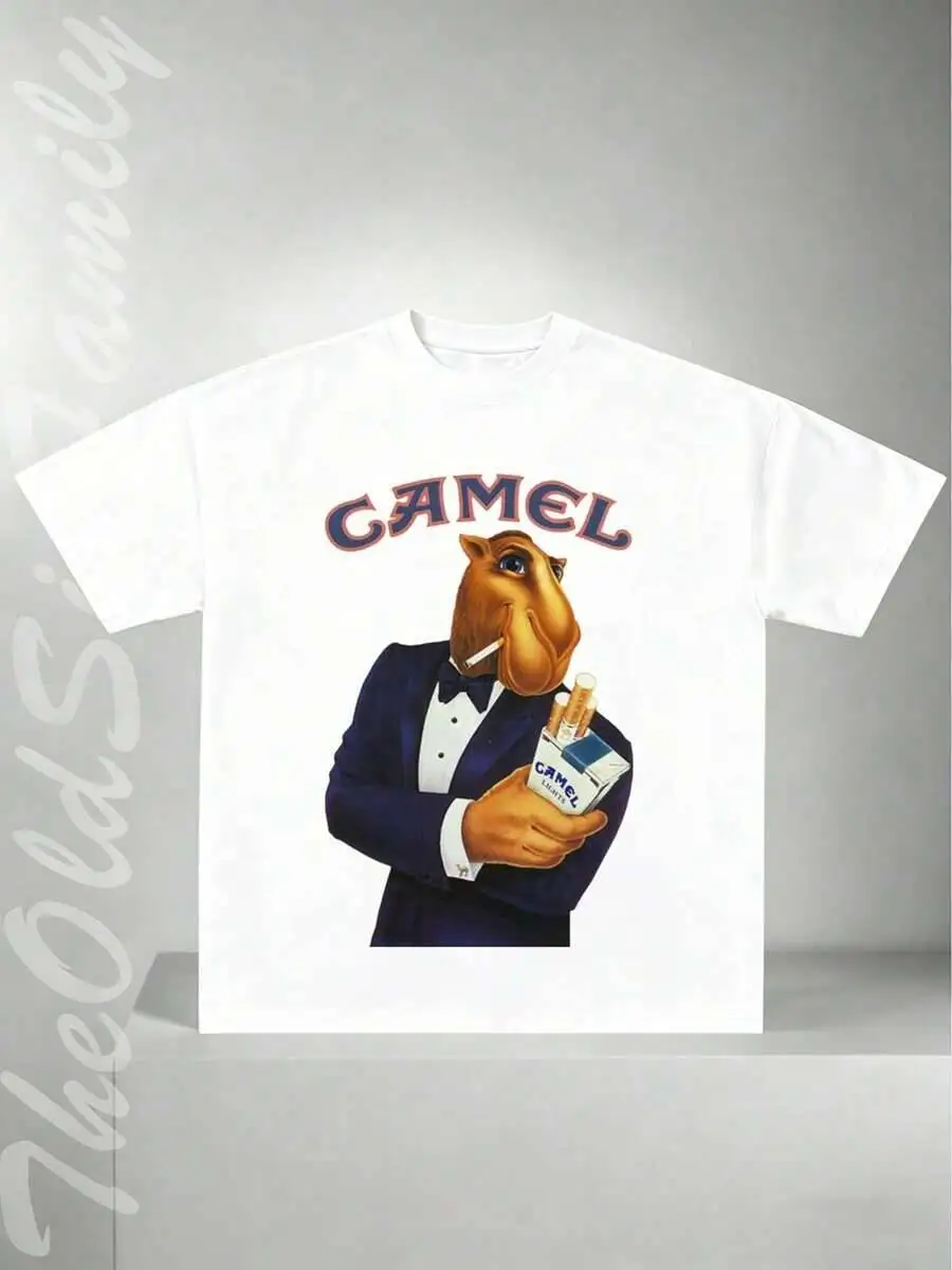 Joe Shir Graphic T-Shir, Cigarees, Sof Breahable, Loose Relaxed, S-XXXL, Grea Gif, Vinage Camel 75H Anniversary 100% Cotton