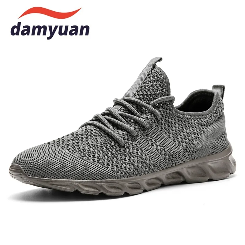 Non-slip Men Sneakers Knitting Mesh Breathable Men\'s Running Shoes Women Casual Flats Shoe Plus Size 36-50 Zapatillas Hombre