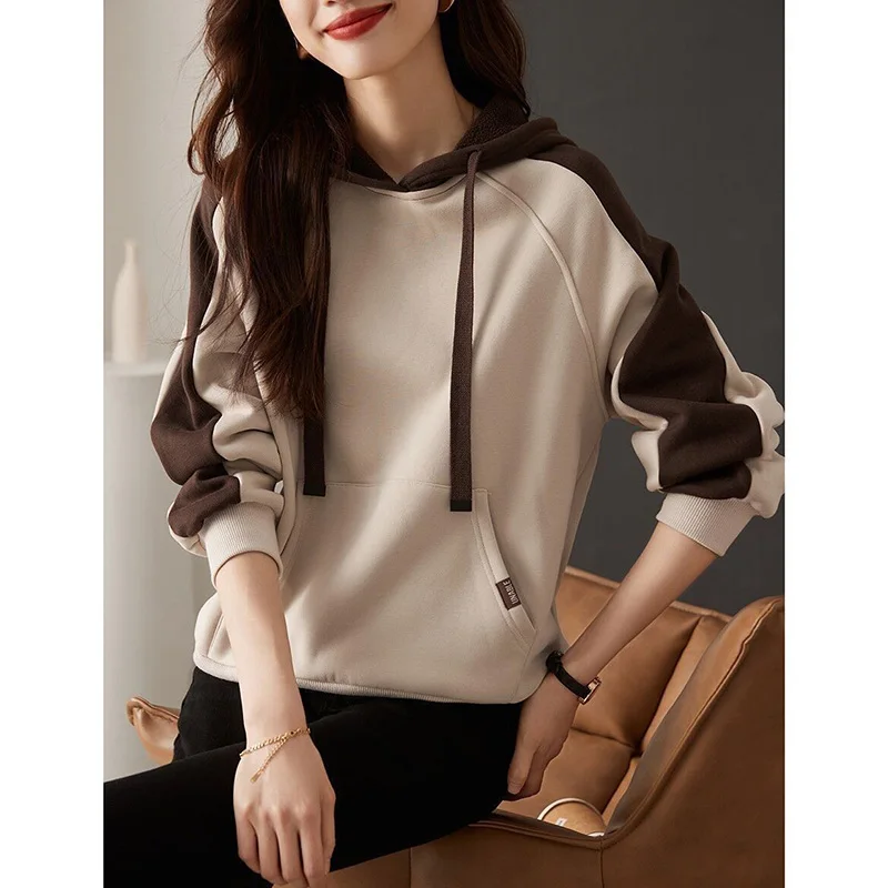 Fashion Hooded Spliced Pockets All-match Hoodies Female Clothing 2023 Autumn New Oversized Commute Tops Loose Casual Sweatshirts