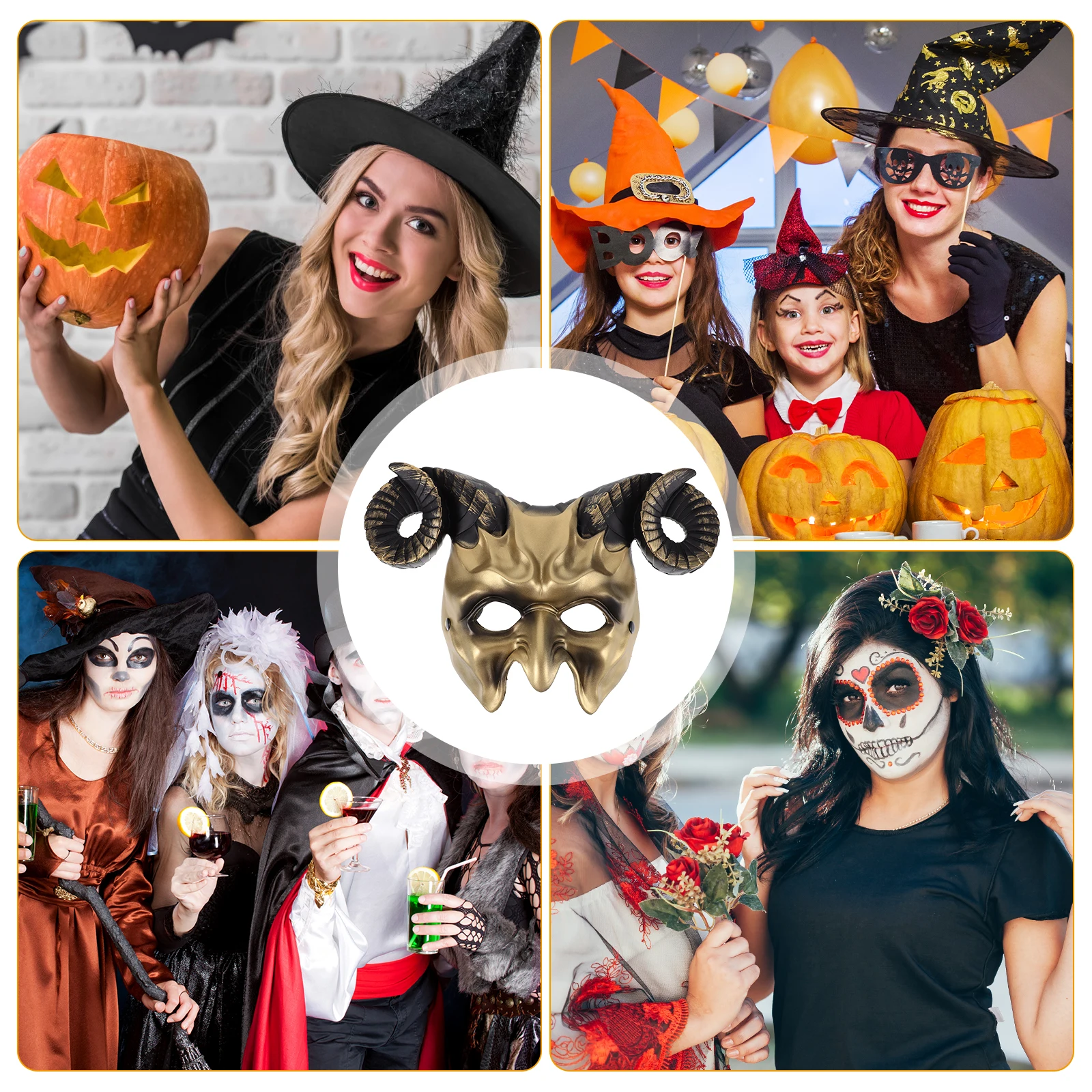 

Halloween Ox Horn Mask Black Scary Decorative Face Masquerade Party Prop Novelty WHDDT202103 PU Comfortable Fit Toy