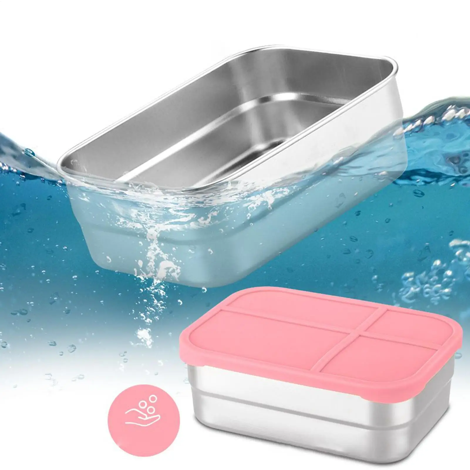 Stainless Steel Lunch Box With Lid Portable Fruit Salad Food Container Stackable Leak Proof Bento Box For Student