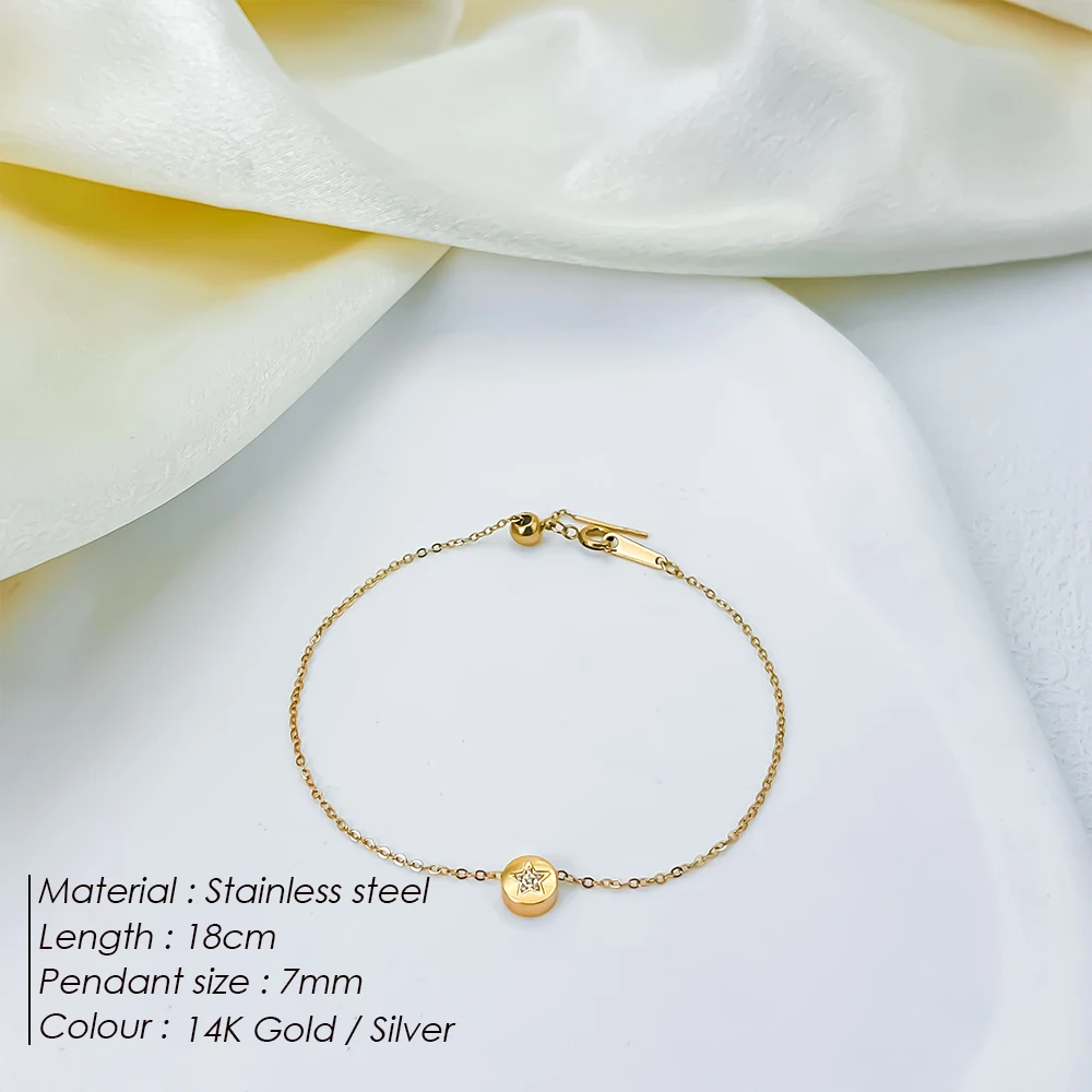 EManco Mini Delicate Round Jewelry Stainless Steel Gold-Plated Bracelet Simple Party Favors Wholesale