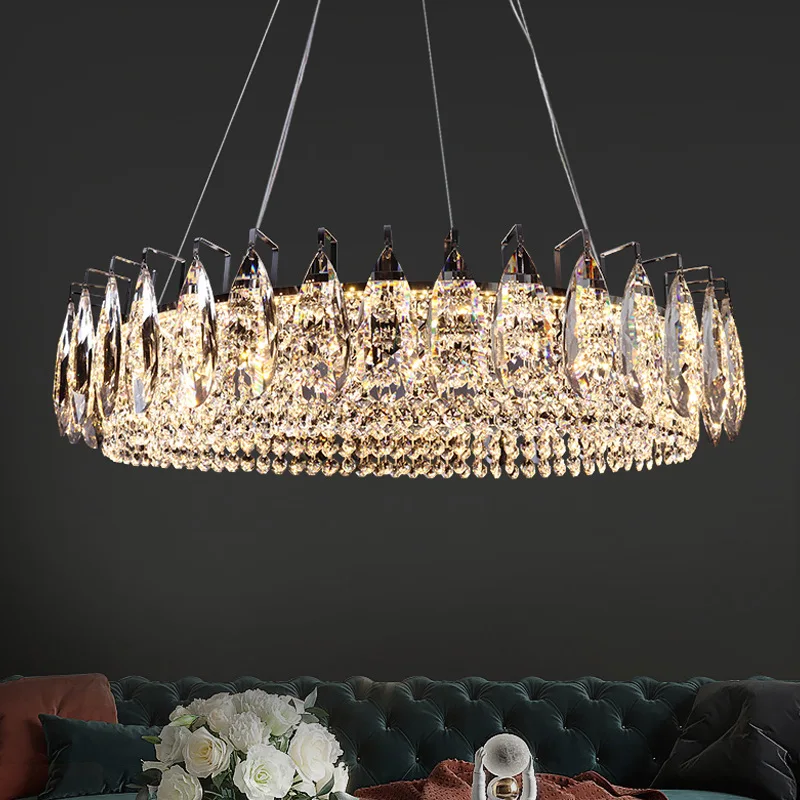 

Light luxury living crystal chandelier American bedroom advanced sense chandelier dining room voice control