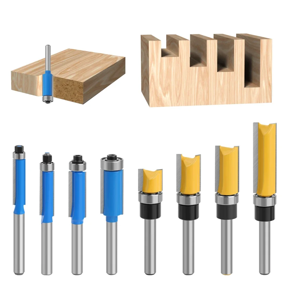 Imagem -03 - Shank Router Bit com Conjunto de Rolamentos Padrão Flush Guarnição Router Bit Emplate Fresa para Madeira Carpintaria End Mill 16 Pcs 4