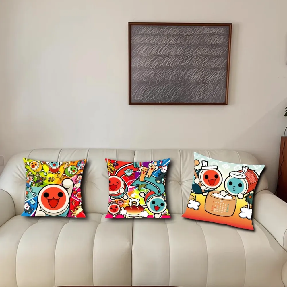 Cartoon T-Taiko no T-Tatsujin Pillow Case Living Room Couch Back Support Bedroom Headrest Rectangular Cushion Relaxation Time