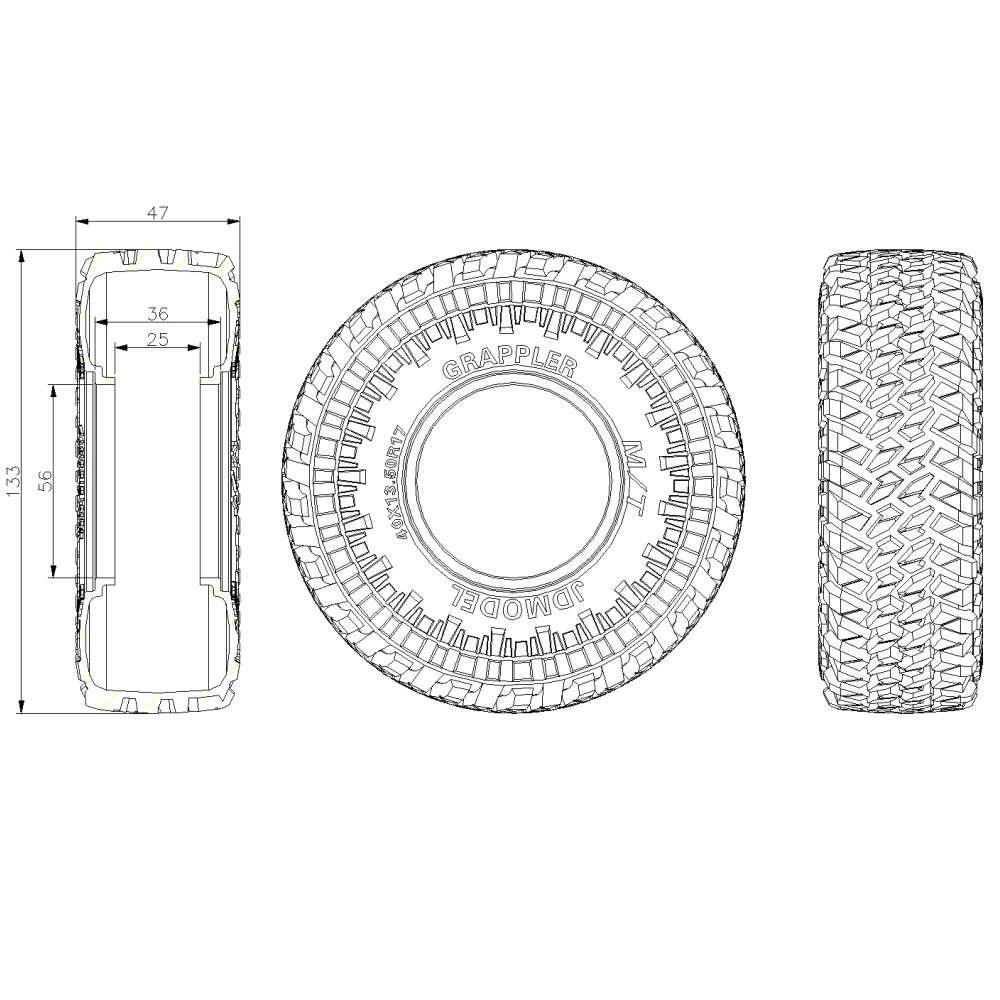 MT الإطارات 133 مللي متر 2.2 على الطرق الوعرة الإطارات الزاحفة الإطارات JDM-123 ترقية ل RC الزاحف سيارة التحكم عن بعد قلابة لعبة أجزاء #2