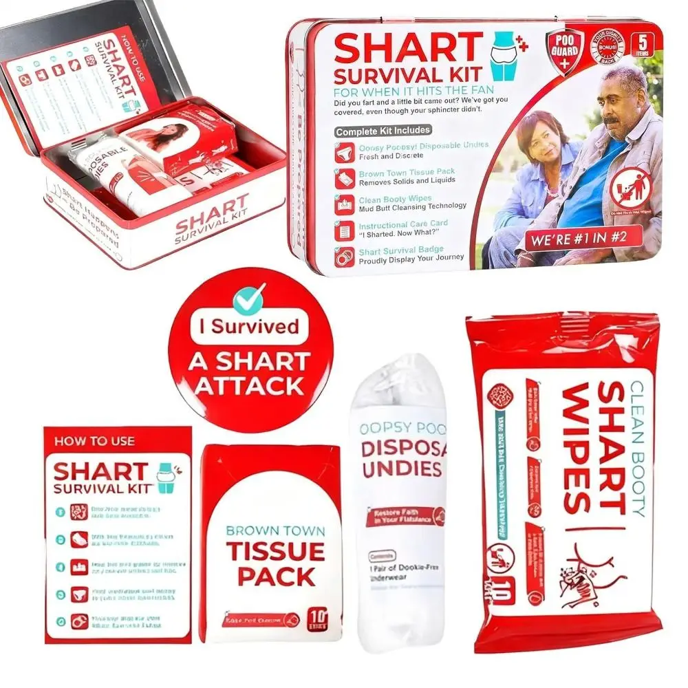 

Aluminum Alloy Funny Sharting Survival Kit Include Butt Wipes Include Underwear Funny Shart Survival Kit Hilarious Pooping
