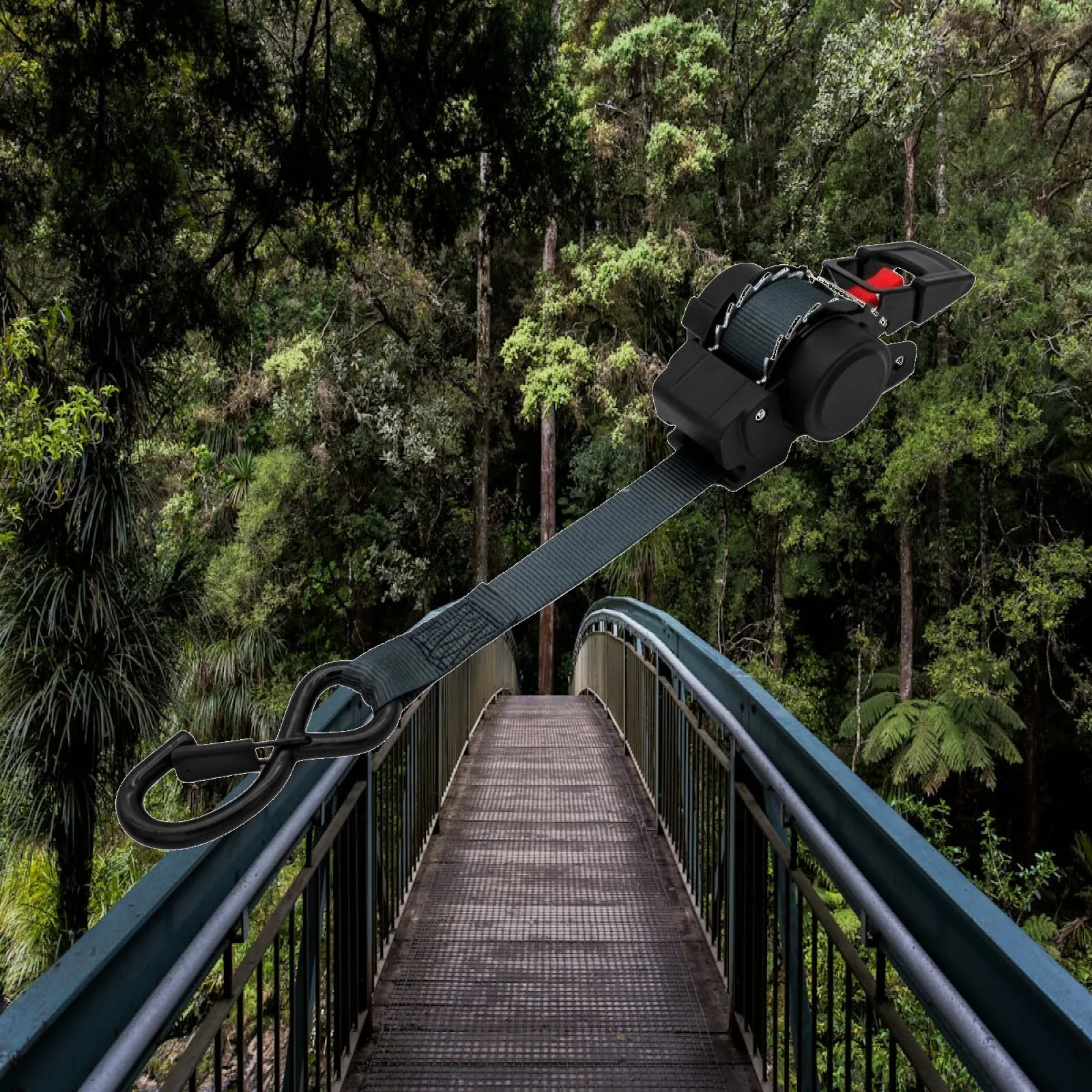 Rapid Closing Cargo Lashing Strap with Self-winding Mechanism Heavy Duty Fixing Strap for Bike or Kayak Transport