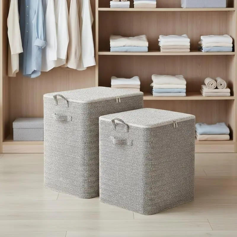 Caja de almacenamiento de ropa de gran tamaño, 220L, con cubierta, cesta de lavandería grande, bolsa organizadora para bebé, plegable