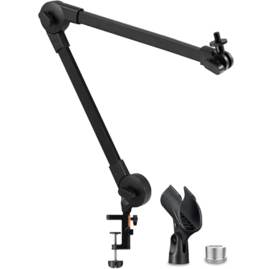 

Microphone Boom Arm Mic Stand Adjustable Suspension Boom Scissor Arm Stand with Mic Clip Holder and Heavy Duty Clamp for Stream