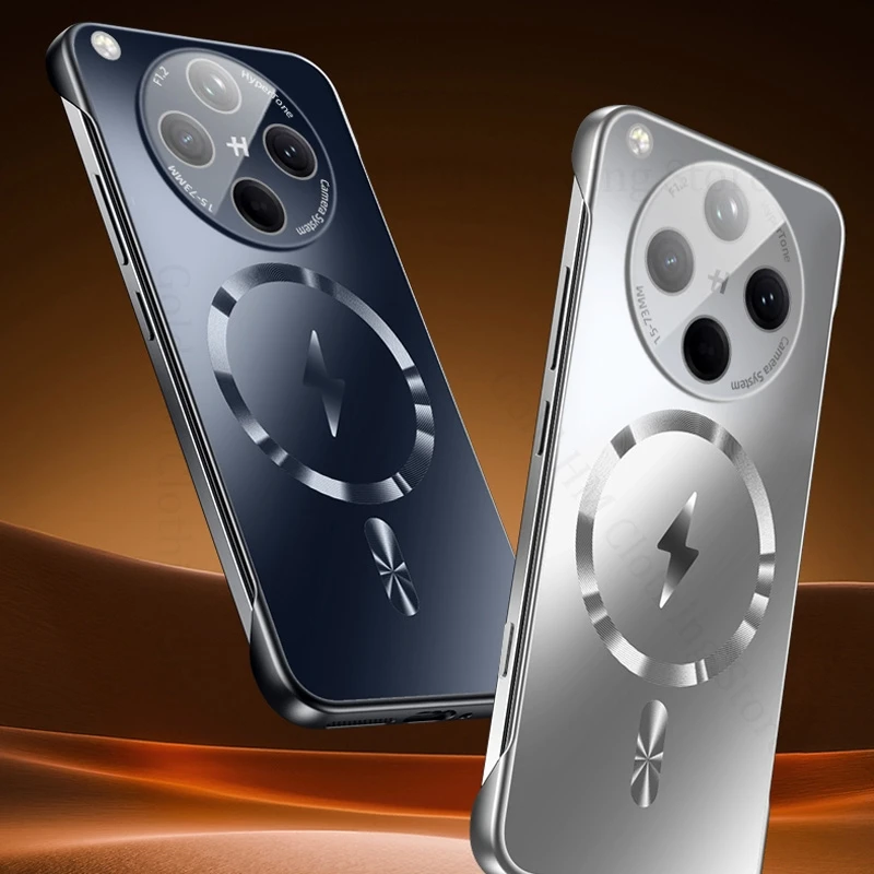 Wireless Charging Frameless Case For Oppo Find X8 Ultra X8s Plus For Magsafe Magnetic HD Lens Film Cover For OPPO Reno 14 13 Pro