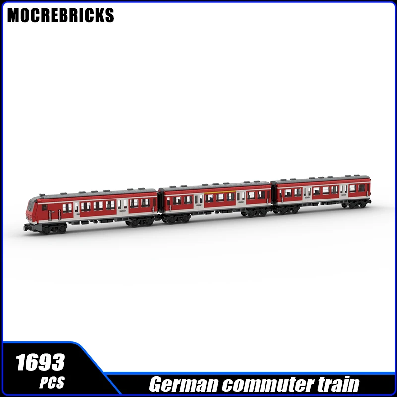 City Railway Germany Commuter Train MOC Building Block High Speed Train Passenger Carriage Sets Assembly Model Brick Toys Gifts