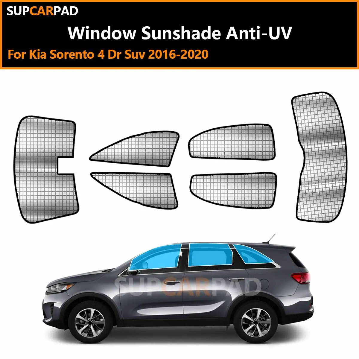 

Для Kia Sorento 4-дверный внедорожник 2016-2020: Индивидуальные солнцезащитные шторки на окна автомобиля, защита от УФ-лучей, аксессуары