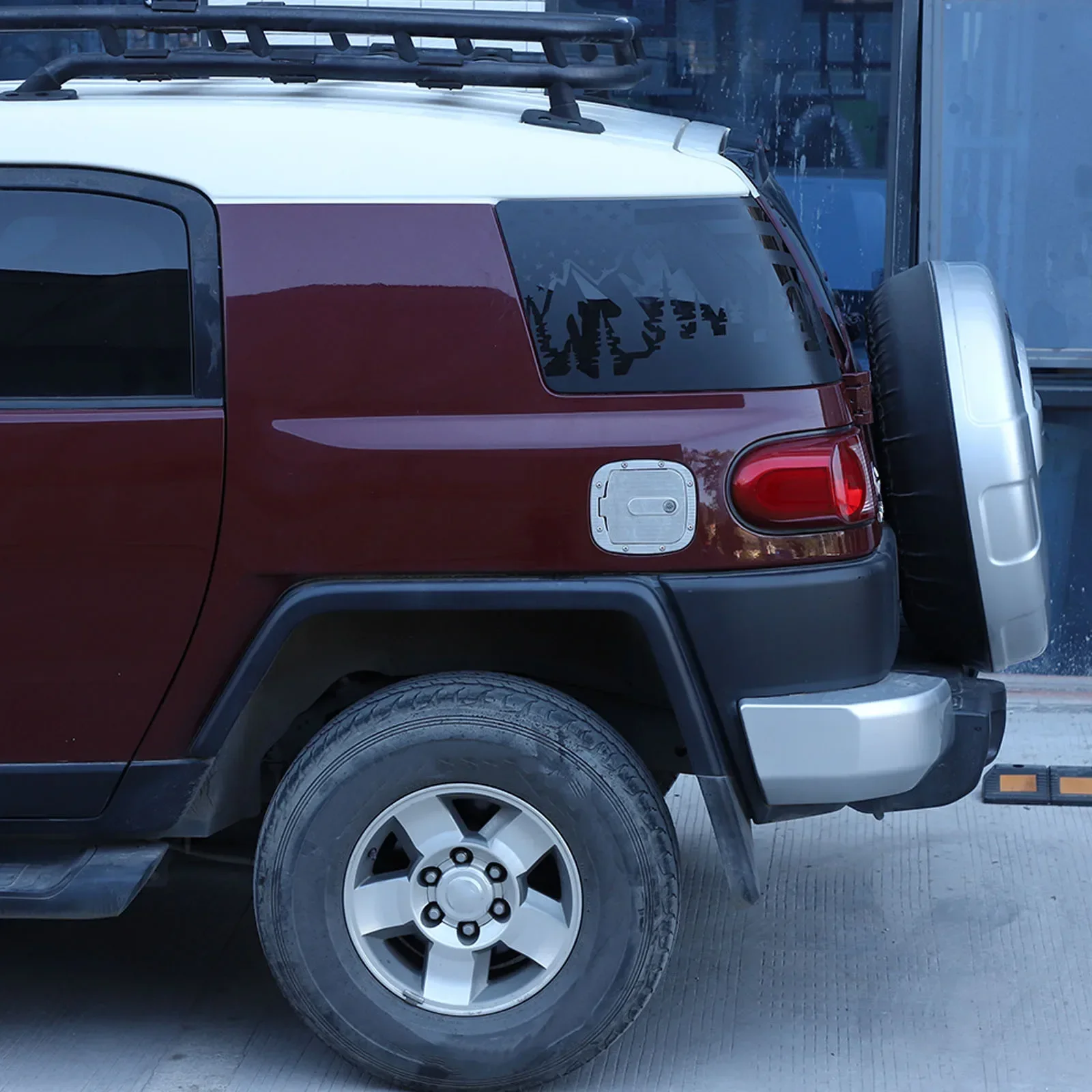 

For 07-21 Toyota FJ Cruiser rear side window sticker black printing American flag exterior sticker rear side windshield sticker