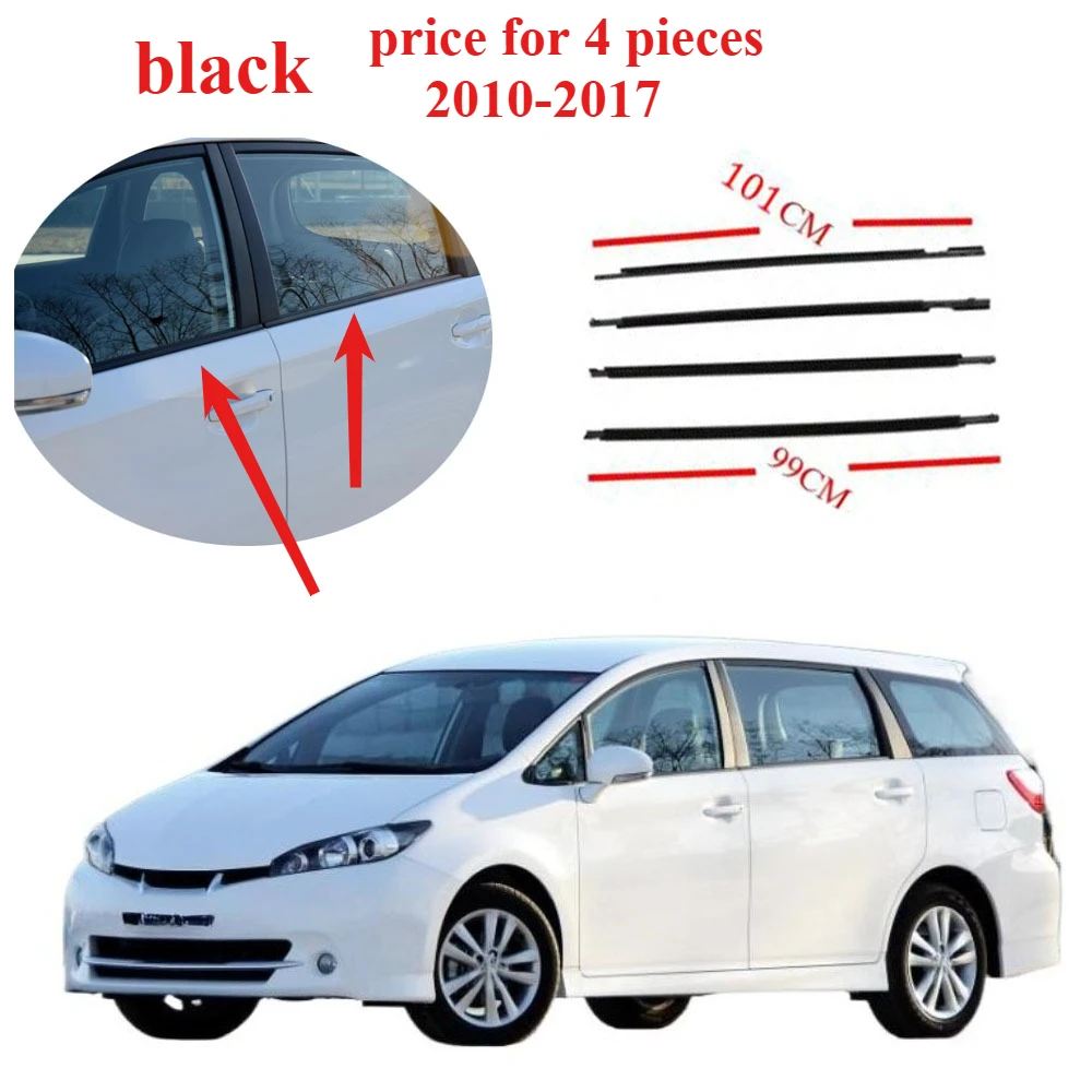 75711-68021 Moulding Belt Line Seal Rubber Toyota Wish 2010-2017 ZNE10 ZGE20 ZGE21 101cm 99cm Shell 4 Pieces 1 Set