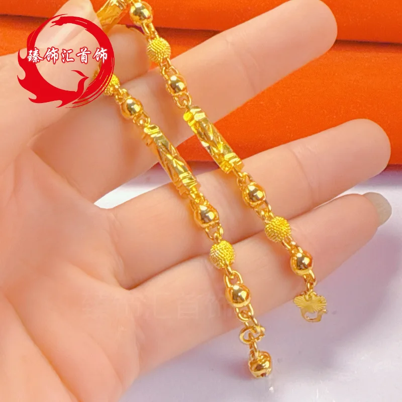 2026 Vietnamese Sand Gold Womens Fashion Jewelry Hexagonal Beaded Bracelet High Grade Elegant Versatile Ladies Wrist Accessory F