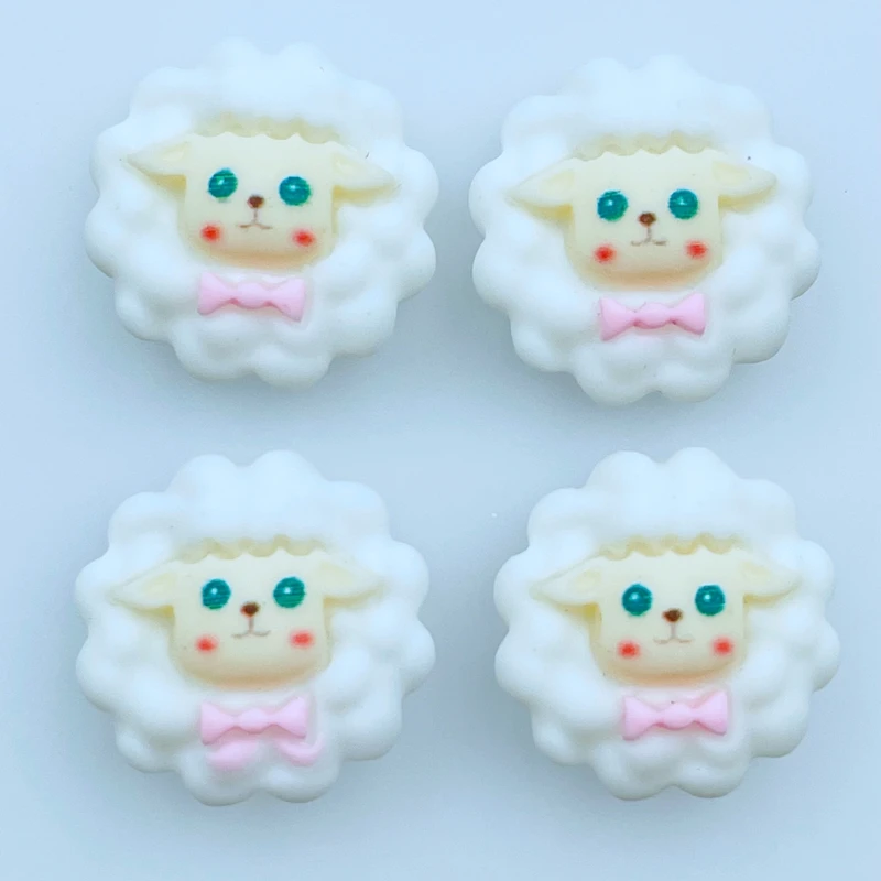 10 Pcs New Mini Kawaii Cartoon Animal Little Sheep Resin Cabochons Scrapbook Diy Party Hairpin Accessories Decorate Craft H94