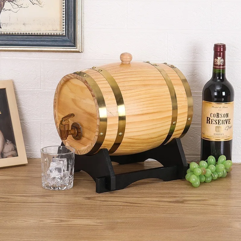 Antique Oak Barrel Household Wooden Red Wine Barrel Inner Tank Wine Barrel Barbecue Draft Beer Barrel Wine Storage Wooden Barrel