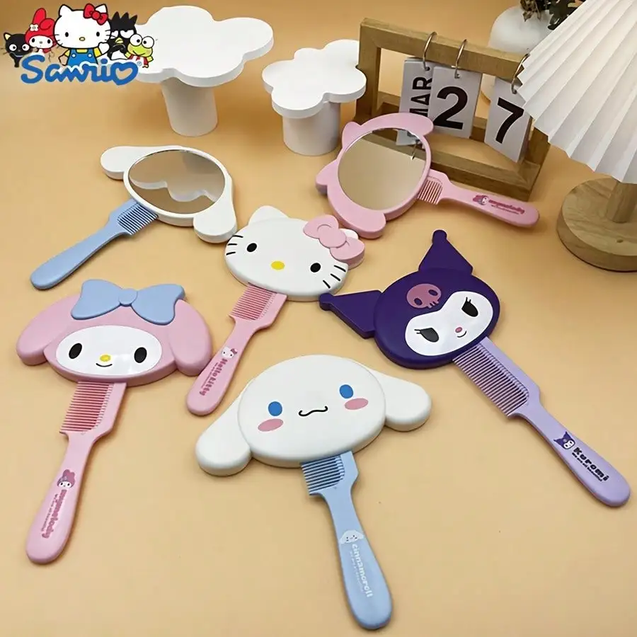 

Зеркальная расческа Sanrio, универсальная расческа с героями мультфильмов для девочек, набор зеркал Kuromi, новая расческа с зеркальной мелодией