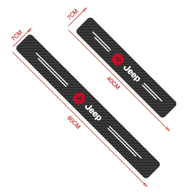 4 قطعة ألياف الكربون باب السيارة حافة عتبة حامي قطاع ملصقات ثلاثية الأبعاد ل جيب رينيجيد رانجلر JK JL جراند شيروكي كومباس باتريوت