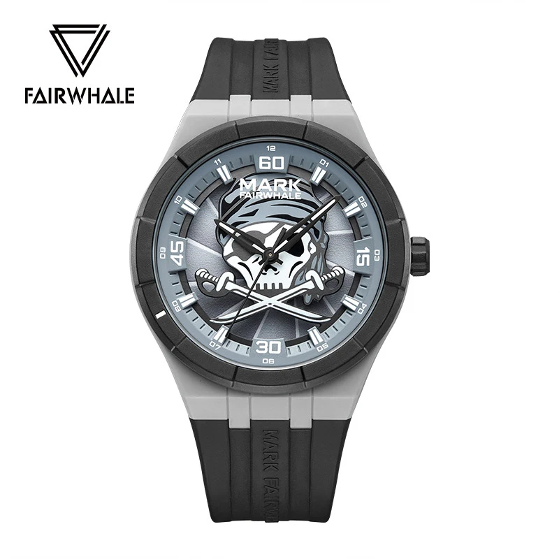 Mark Fairwhale Fashion Trend Rotating Pirate Dial Silicone Strap Waterproof Quartz Wristwatches Luminous Watch Men Reloj Hombre