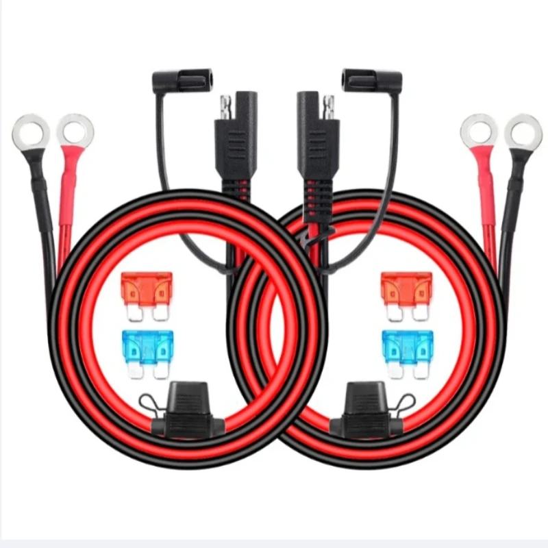 كابل تمديد 16AWG SAE عالي التحمل مع أطراف حلقية M8 - مثالي لجزازة العشب وعربة الجولف وبطاريات التخزين بالطاقة الشمسية