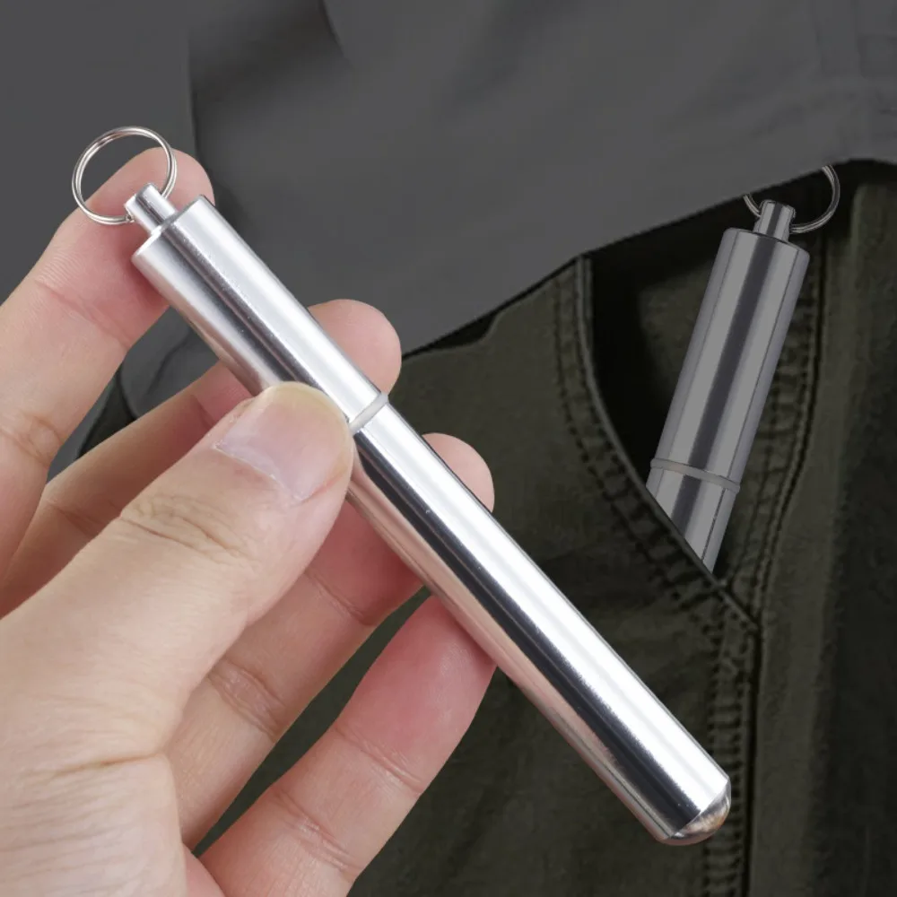 Household Aluminum Toothpick Container with Ring Waterproof Pill Bottle Sealed Cylinder Cotton Swab Organizer Bottle Ear Spoon
