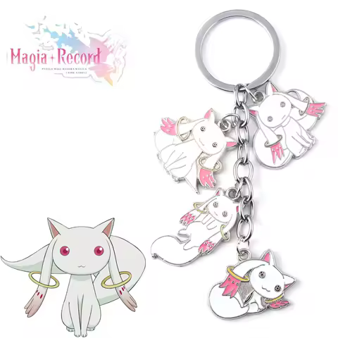 Anime Puella Magi Madoka Magica Keychain Cute Incubator Metal Pendant Cosplay Props Keyring for Friends Jewelry Accessory Gift