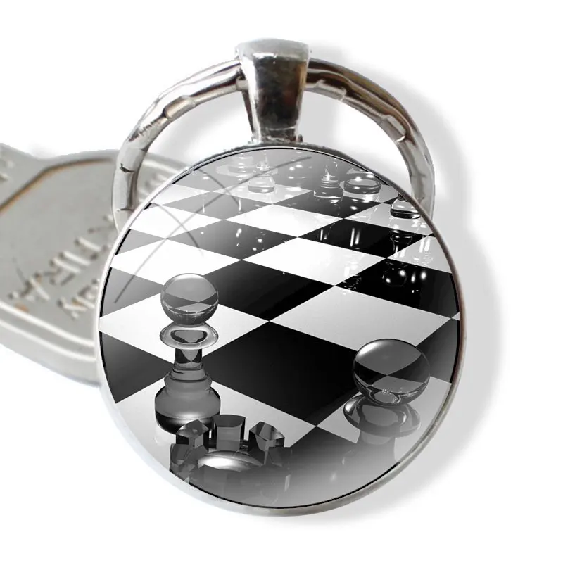 Keychain Handmade Glass Cabochon Key Ring Holder Pendant Key Chains Tavri Chess