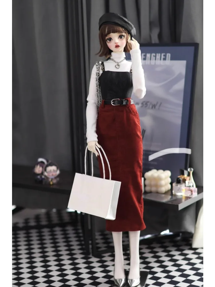 Long Corduroy Skirt With  Split Back For BJD Doll Clothes  1/3 1/4 1/6 Customized  W507