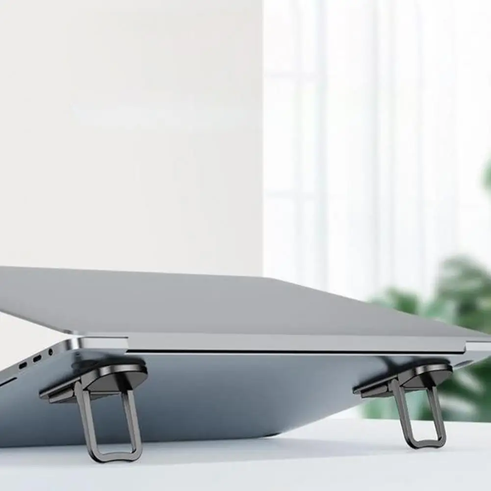 Heat Dissipation Stand Portable Zinc Alloy Laptop Stand with Non-slip Pad Slim Folding Desktop Holder for Phone Tablet Heat