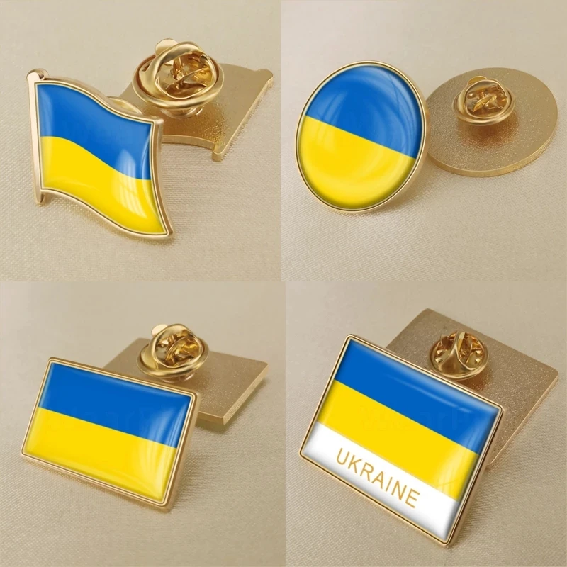 Coat of Arms of Ukraine Ukrainian Map Flag National Emblem National Flower Brooch Badges Lapel Pins