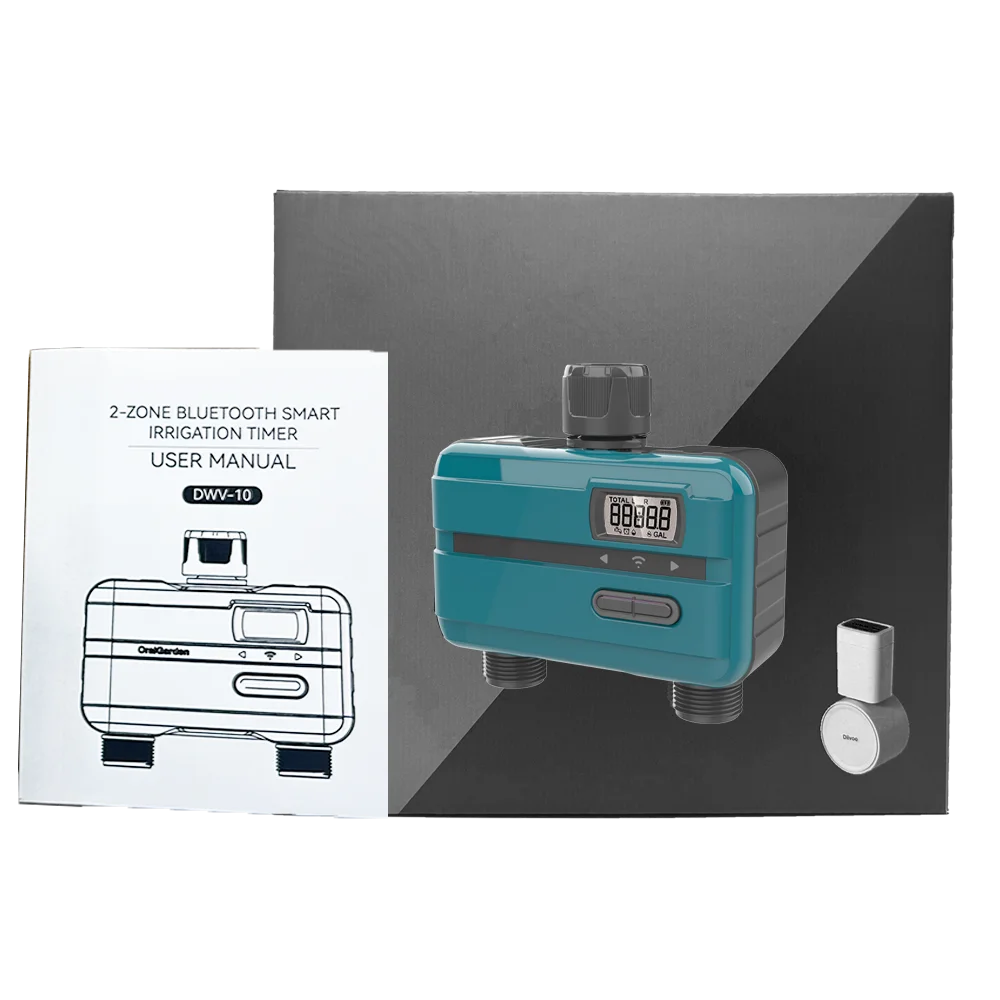 2 منفذ مؤقت مياه لخرطوم الحديقة، مؤقت الري للري في الهواء الطلق، تأخير المطر/دليل/وحدة تحكم أوتوماتيكية مدخل نحاسي