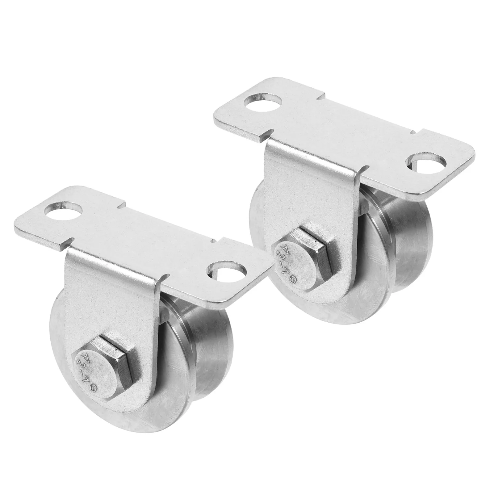 

2Pcs Wall Mounted Stainless Steel Rope Pulley Sliding Door Cable Pulley Wheel V Groove Internal Bearing Heavy Duty