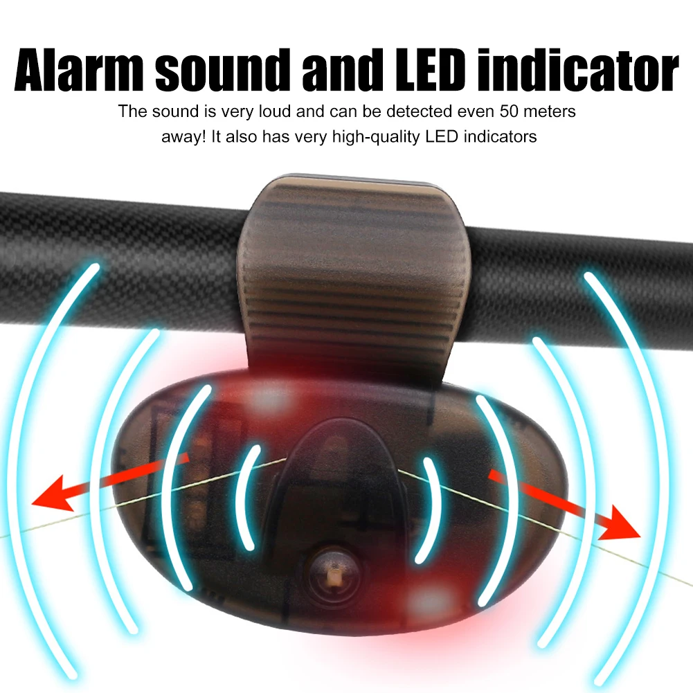 Alarme de Pesca com Campainha Sonora e Clipe, Indicador Eletrônico Essencial para Pesca, Acessório de Pesca com LED, Ferramentas de Pesca