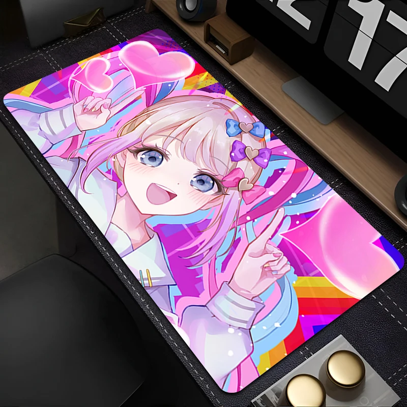 أنيمي ماوس الوسادة كمبيوتر محمول مكتب خزانة لوحة المفاتيح الكمبيوتر حصيرة مكتبية كبيرة ماوس الوسادة عدم الانزلاق المطاط N-NEEDY فتاة جرعة زائدة وسادة ممتدة