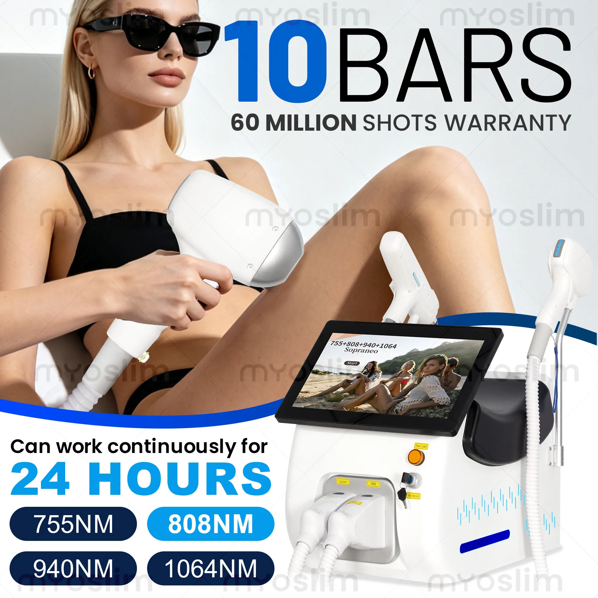 FAC 5000W Diode Lase 755 808 1064nm 940nm 4 Wavelength Ice Titanium Lase Machine Body Hair Removal