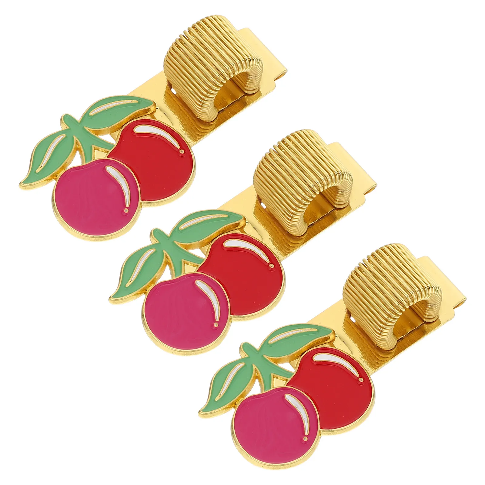 

3Pcs Decorative Pen Clip Holders Cherry Zinc Alloy Spring Pen Organizer Loop for Planner Notebook Journal Portable Pencil Holder