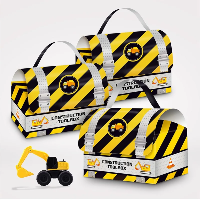 Construction Trucks Party Favor Candy Box Digger Candy Gift Box Cupcake Box Birthday Event Party Decorations Container Supplies