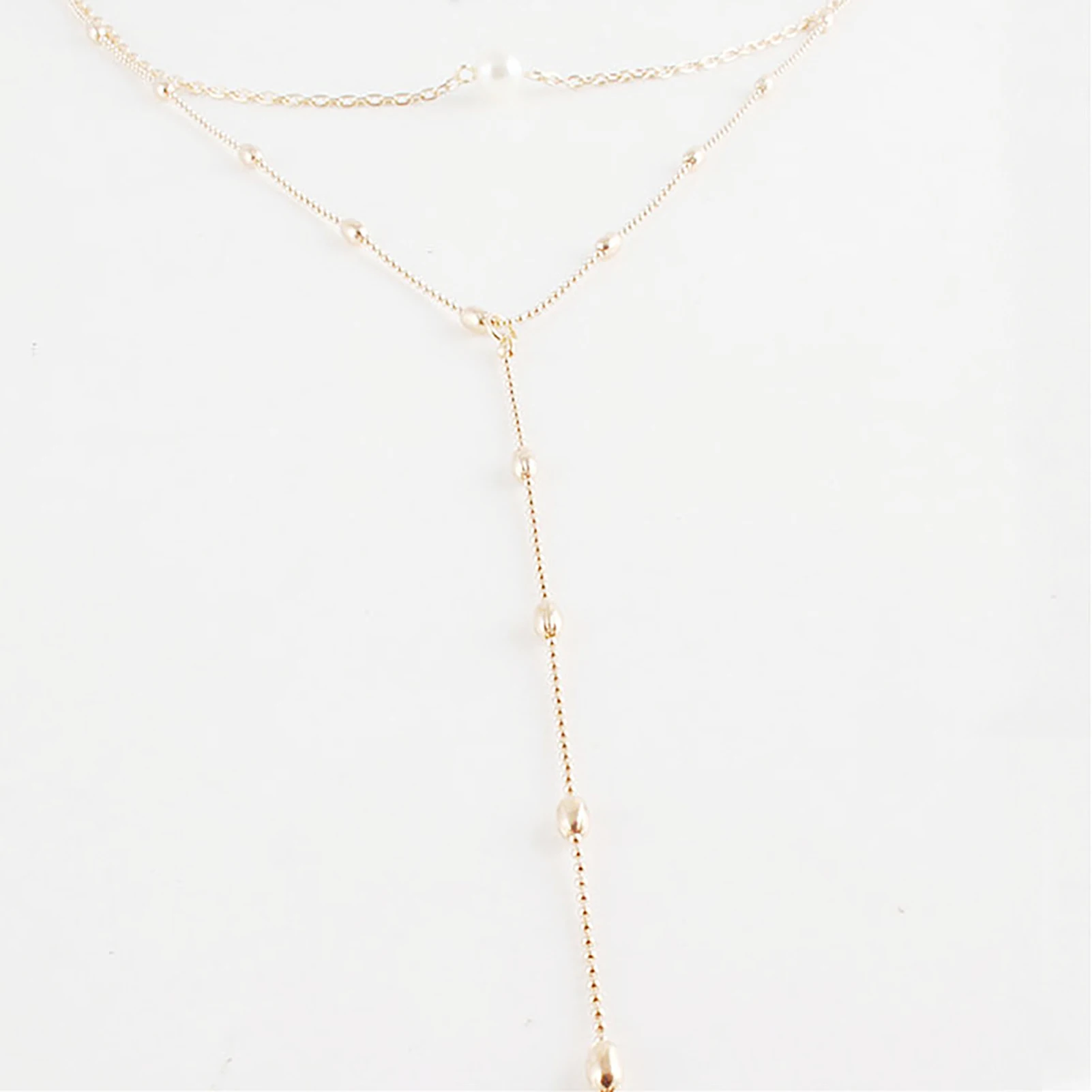 Minimalist Multilayer Long Tassel Pearls Pendant Necklace for Women Girls Party Gold/Silver Plated Chain Neck Jewelry Gifts