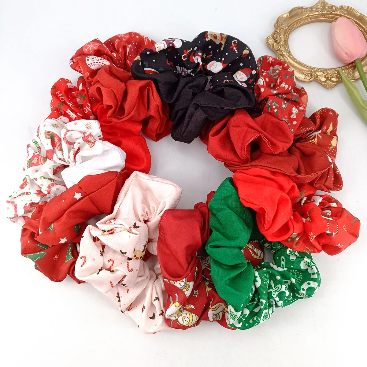 2/5/11 قطعة/الوحدة اكسسوارات النساء الفتيات عيد الميلاد حريري الساتان توك شعر الصلبة مطاطا أنيقة شريط مطاطي أغطية الرأس