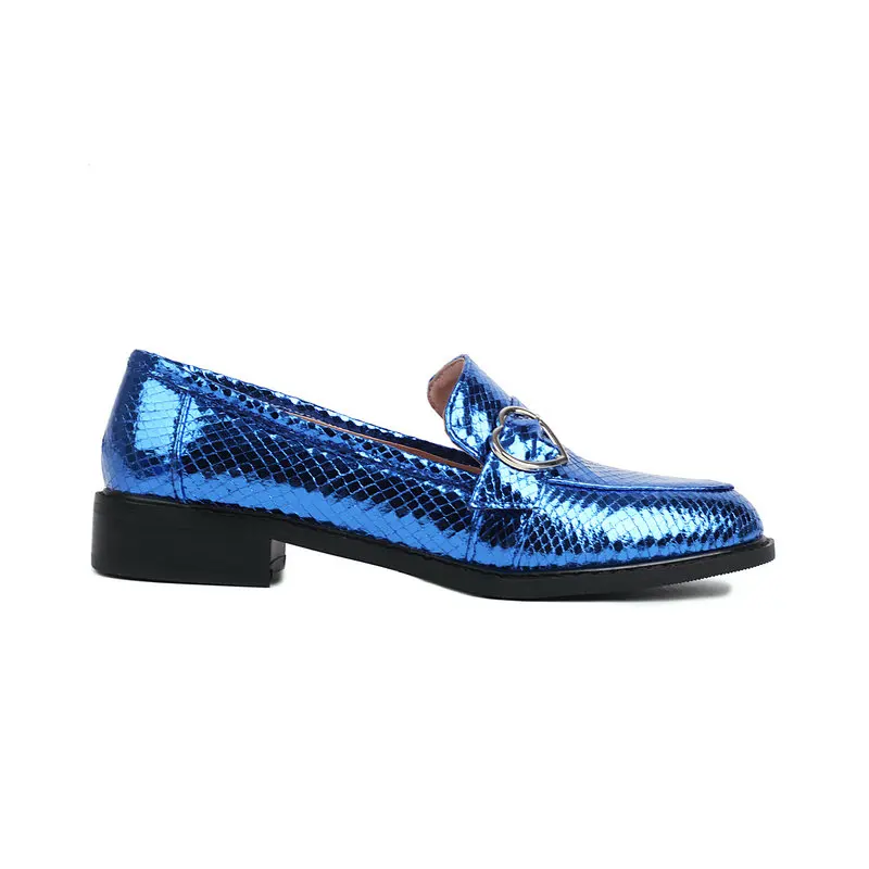 Mocasines elegantes de lujo para mujer, zapatos planos de tacón bajo, sin cordones, informales, color azul, dorado y verde brillante, de diseñador,