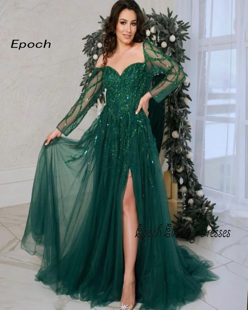 Epoch Evening Dress 2024 Arabia Design Sweetheart Floor-Length A-Line Elegant Sequined Luxury Sexy Women Cocktail Prom Gown