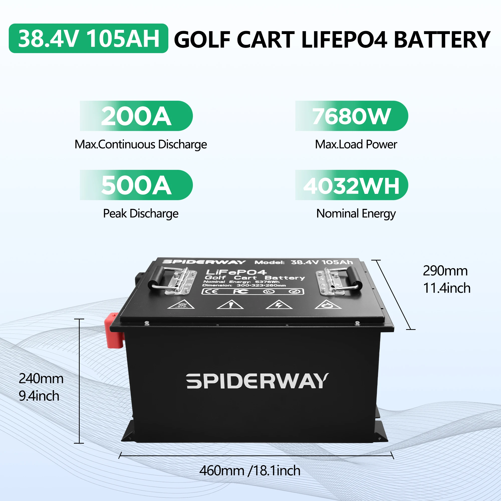 Bateria de carrinho de golfe de lítio 24V 105Ah LiFePO4 200A BMS 6000 + ciclos máximo 14,72KW com carregador rápido 25A para GEM ICON