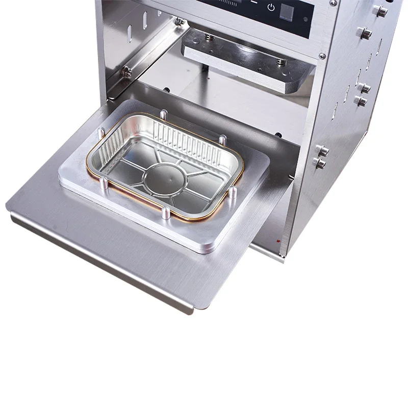 Square and Round Foil Lid Food Container Sealing Machine Tray Sealer Takeaway Packaging Film Aluminum Foil Bowls Sealer