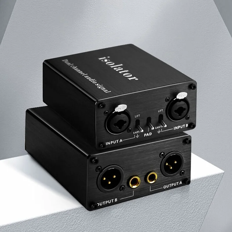 

2 Channel XLR Audio Isolator Noise Filter 2 in 2 out Buzzing Eliminating 6.5mm Instrument Direct Balanced Unbalanced Connector