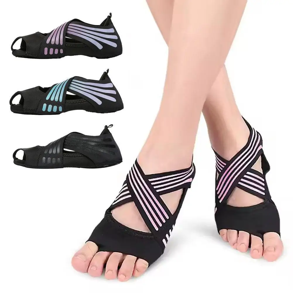

Bandage Yoga Pilates Socks for Women Ballet Dance Cotton Socks Anti-slip Woman Sport Sock Gym Workout Slipper Running Grip Sock